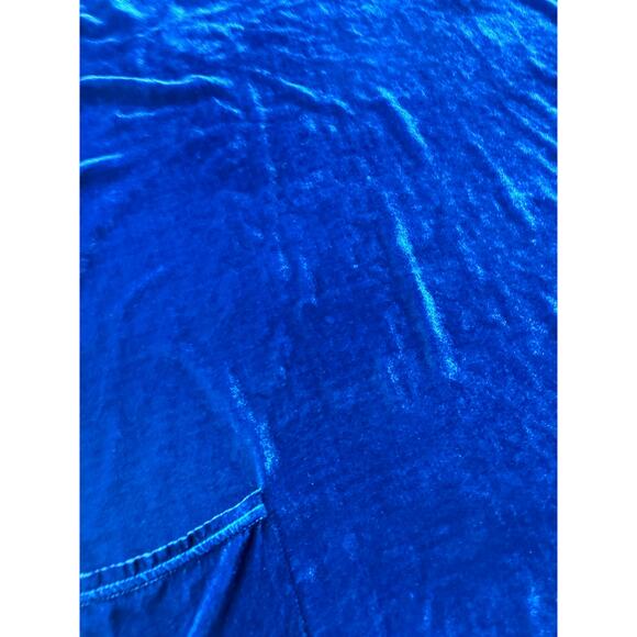 Cut Loose Blue Velvet Oversized Tunic Top Size One Rayon Silk Relaxed Fit - Picture 2 of 9